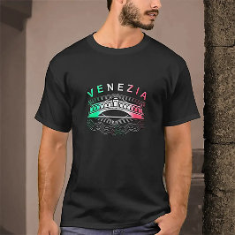 Venezia Rialto Bold Lines Mannen Basic Dark T-shirt