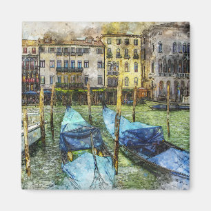 Venezianse gondelschildering scène magneet