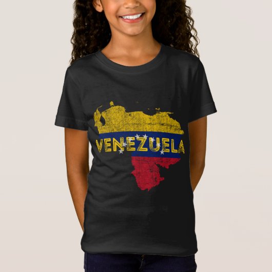 Venezolaanse kaart en vlag Souvenir - Verstoorde v T-shirt (Voorkant)