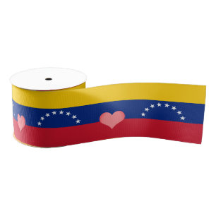 Venezolaanse vlag en hart, liefde voor Venezuela/s Grosgrain Lint