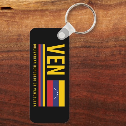 Venezolaanse vlag en ISO-code Alpha-3-ontwerp Sleutelhanger (Achterkant)