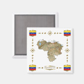 Venezuela Carte + drapeaux Magnet (Recto/Verso)