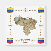 Venezuela Carte + drapeaux Magnet (Devant)