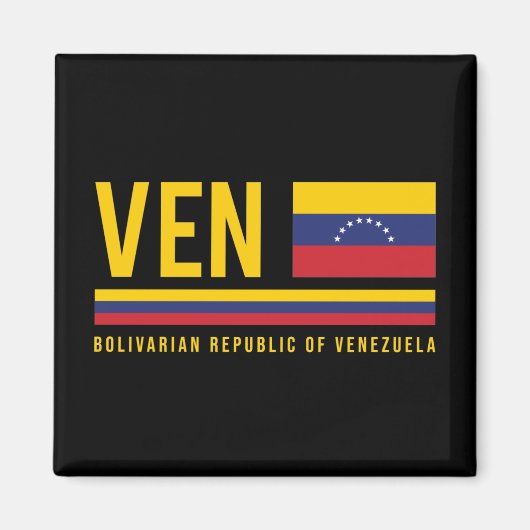 Venezuela Drapeau et code ISO Alpha 3 Magnet de co (Devant)