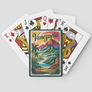 Venezuela Landschap Illustratie Reis Kunst Retro Pokerkaarten