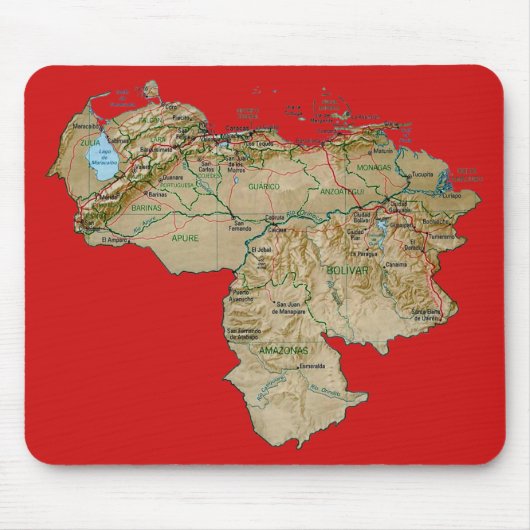 Venezuela Map Mousepad Muismat (Voorkant)