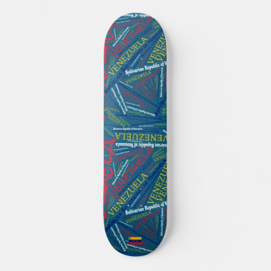 Venezuela National Pride Wordcloud Skateboard (Voorkant)