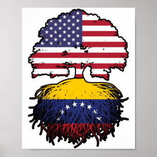 Venezuela Venezuela American USA Tree Roots Flag Poster