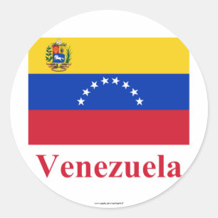 Venezuela Vlag met naam Ronde Sticker