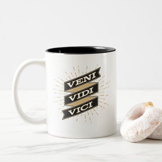 Veni Vidi Vici Tweekleurige Koffiemok (Met donut)