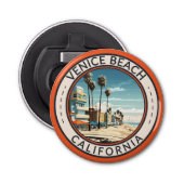 Venice Beach California Boardwalk Reizen Kunst Ret Button Flesopener (Voorkant)