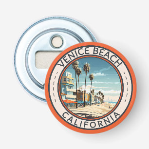 Venice Beach California Boardwalk Reizen Kunst Ret Button Flesopener