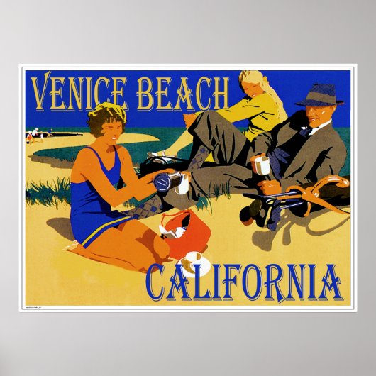 Venice Beach California Retro Beach 1920s Poster (Voorkant)