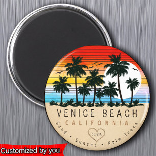 Venice Beach California Retro Palmbomen Souvenir Magneet