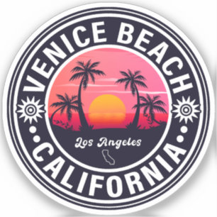 Venice Beach California Retro Sunset Souvenirs 60s Sticker