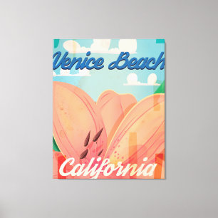 Venice Beach California Vintage Travel Poster Canvas Afdruk