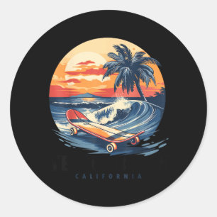 Venice Beach Californië Skateboard Skateboarder Ronde Sticker