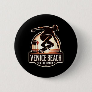 Venice Beach Californië Skateboarden Ronde Button 5,7 Cm