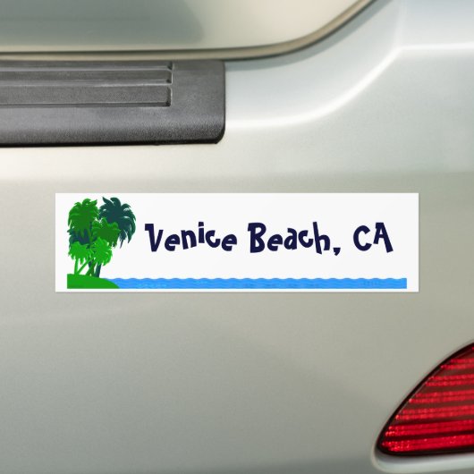 Venice Beach Custom Palm Tree Bumper Sticker (Op auto)
