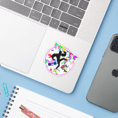 Venice Beach & Engelse buldog | 90s Neon Kleuren Sticker (Laptop met iPhone)