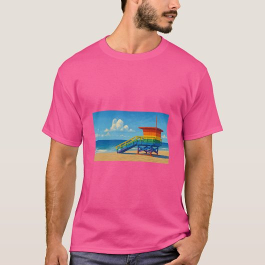 Venice Beach Rainbow Lifeguard Stand T-shirt (Voorkant)