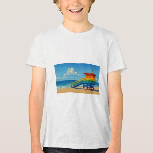 Venice Beach Rainbow Lifeguard Stand Tri-Blend Shirt (Voorkant)