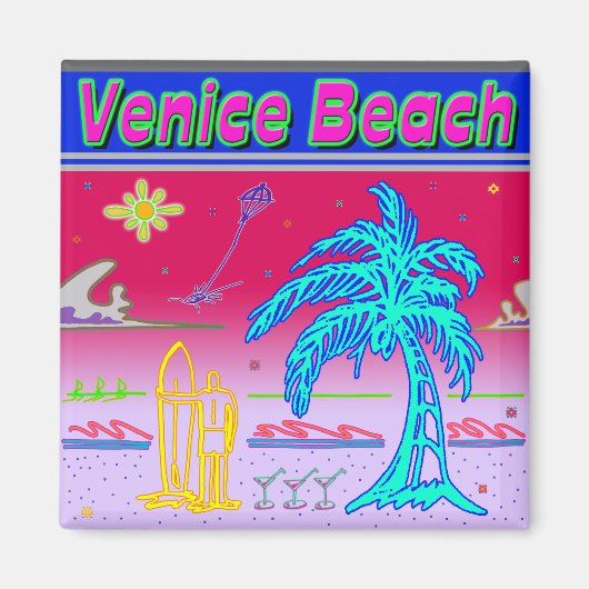 "Venice Beach" Surfer Magnet (Devant)