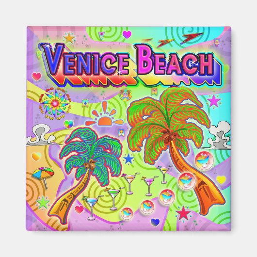 Venice Beach Vacances Magnet cible (Devant)