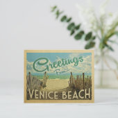 Venice Beach Vintage Reis Briefkaart (Staand voorkant)