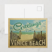 Venice Beach Vintage Reis Briefkaart (Voorkant / Achterkant)