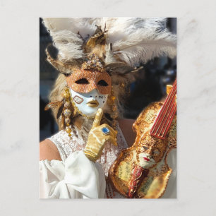 Venice Carnival Violin MaskLady Puzzle Briefkaart