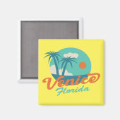Venice Florida Retro Style Palm Trees en Beach Magneet (Voorkant / Achterkant)
