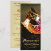 Venice Gold Masquerade Bridal Shower Uitnodiging (Voorkant / Achterkant)