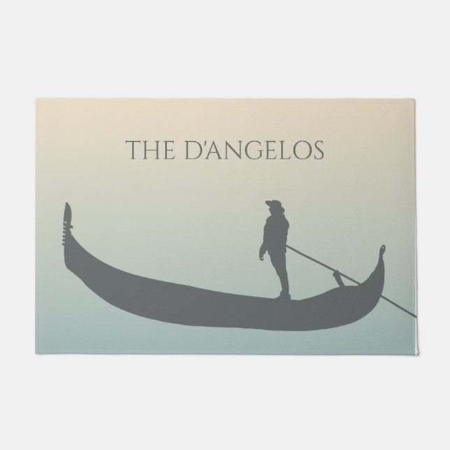 Venice Gondola Silhouette op Sunset Personalized Deurmat (Voorkant)