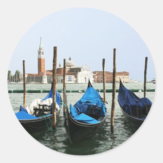 Venice gondolas ronde sticker (Voorkant)