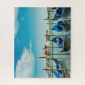 Venice Grand Canal met blauwe iconische gondels Legpuzzel (Verticaal)