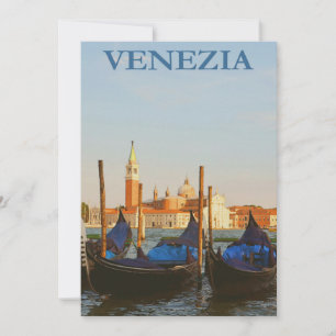 Venice Italy Gondolas Retro  Flat Card