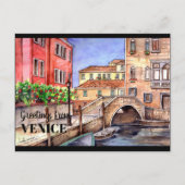 Venice Italy Pen & Wash Waterverf Briefkaart (Voorkant)