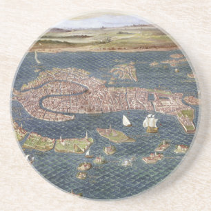 VENICE: KAART, 16E EEUW ZANDSTEEN ONDERZETTER