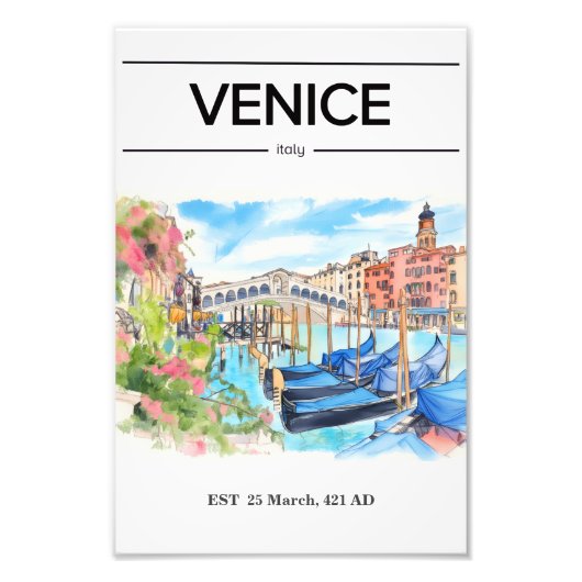 Venice Rialto Bridge watercolor poster (Devant)