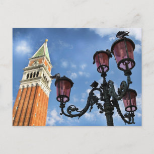 Venice San Marco Tower en Street Lights Briefkaart