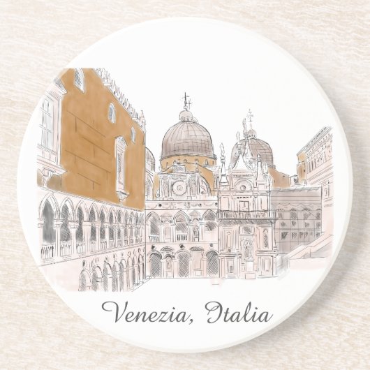 Venice St. Marks Square Classic Illustratie Zandsteen Onderzetter (Voorkant)