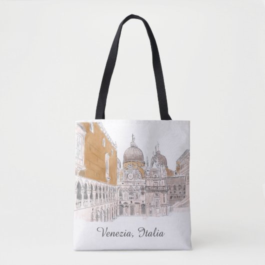 Venice St. Marks Square Pen en Ink Illustratie Draagtas (Voorkant)