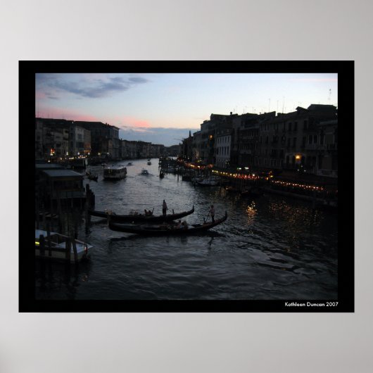 Venice Sunset met Gondalas Poster (Voorkant)