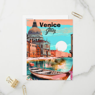 Venice Travel Postcard Art, Venice Postcard, Venic Uitnodiging Briefkaart