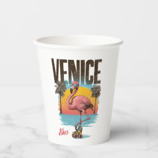 Venice Vibes Flamingo Retro Strand Californië Trop Papieren Bekers