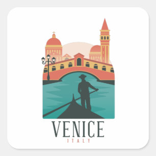 Venice Vintage Revel Vierkante Sticker