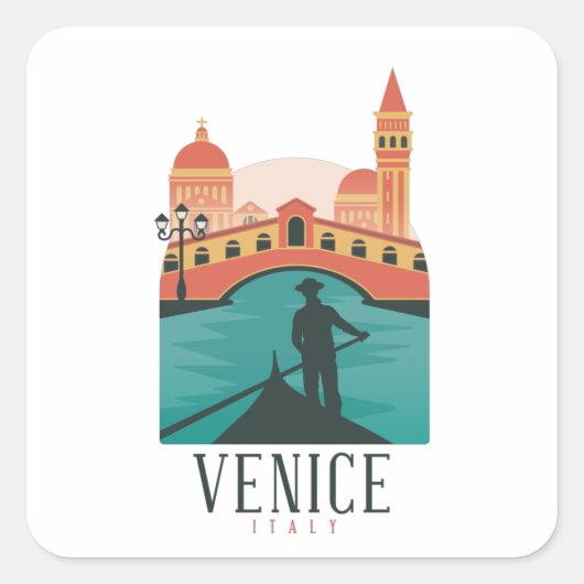 Venice Vintage Revel Vierkante Sticker (Voorkant)