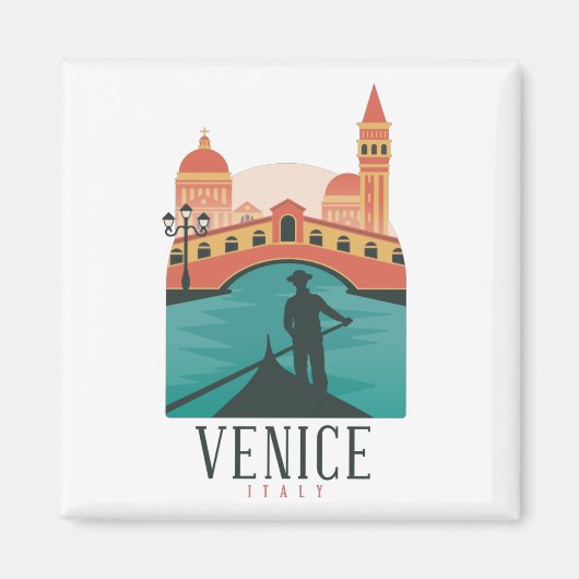 Venice Vintage Travel Magnet Magneet (Voorkant)