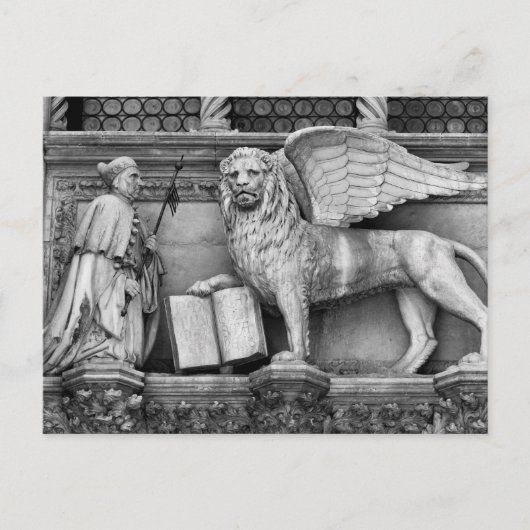 VENICE WINGING LION B/W BRIEFKAART (Voorkant)